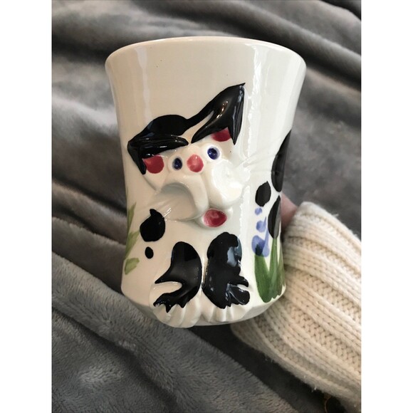3D Cat Kitten Hand painted Artist Signed Mug Cup Tail Handle Ceramic Coffee Tea - Picture 1 of 8